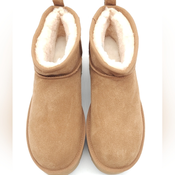 UGG Women's CLASSIC ULTRA MINI PLATFORM Chestnut Suede Wool EU 42 Size 11 - Picture 7 of 12